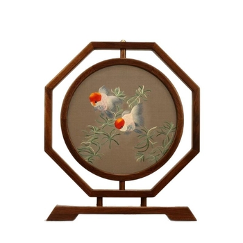 Suzhou embroidery dvostrano stolni ekran, ručna izrada, retro stil, drveni dekor, dar za novi dom
