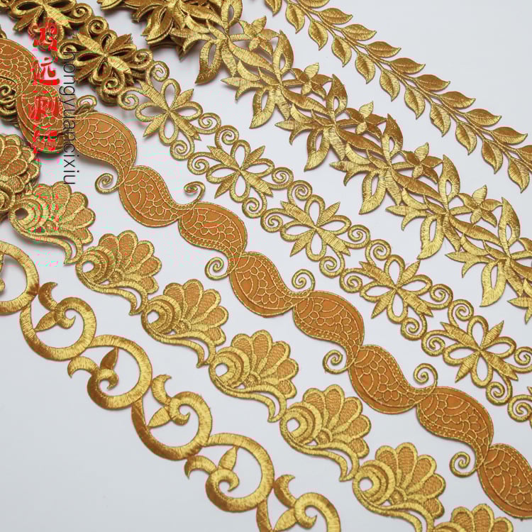 Бродирана дантела за костюми – прежда за бродиране, модел на древни костюми, подходяща за шапки, дрехи и домашен декор