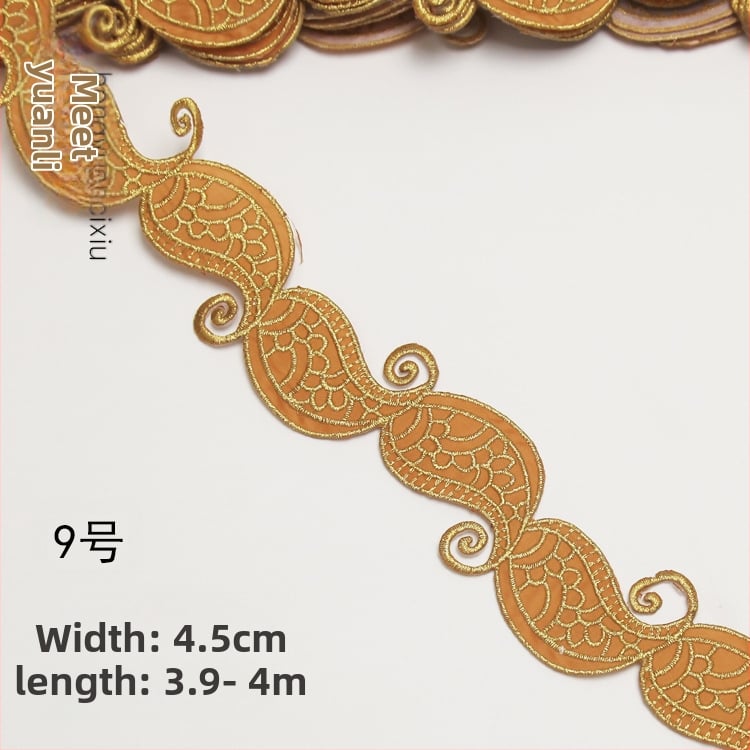 Бродирана дантела за костюми – прежда за бродиране, модел на древни костюми, подходяща за шапки, дрехи и домашен декор