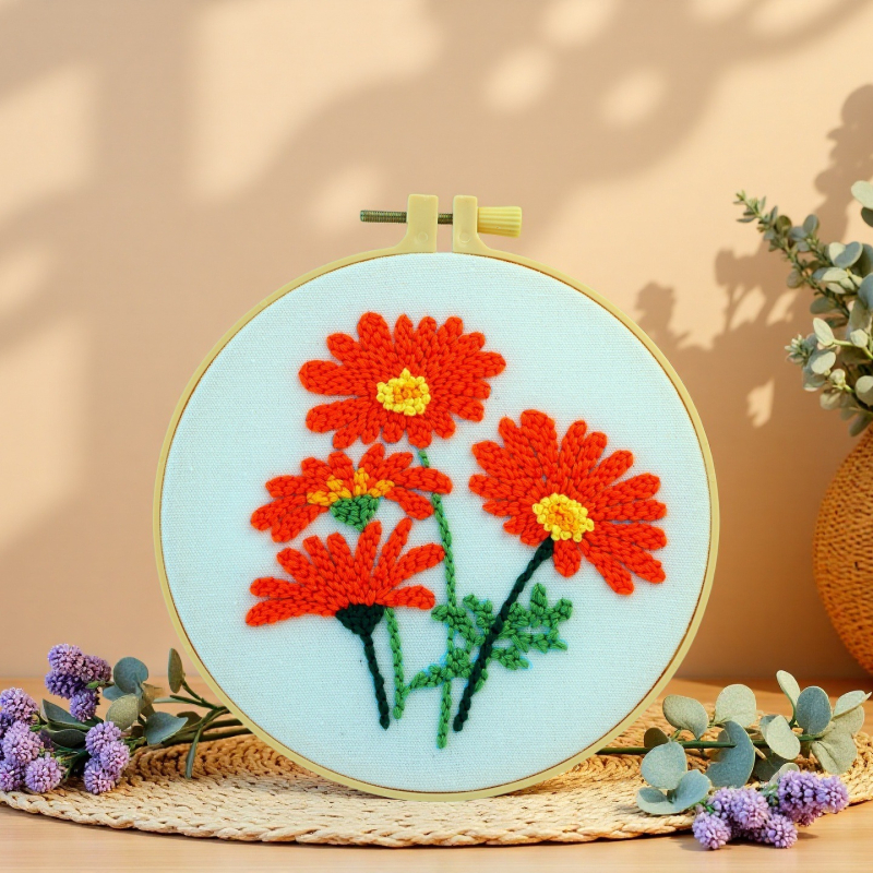 DIY komplet za križno izšivanje – modern stil, materijal: pamuk-poliester tkanina, motivi: cvijeće/trava/lišće, marka Bomi