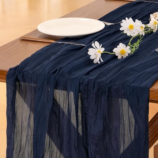 Stolni runner s teksturom cheesecloth, 70% poliester, skandinavski stil, za dnevni boravak ili restoran