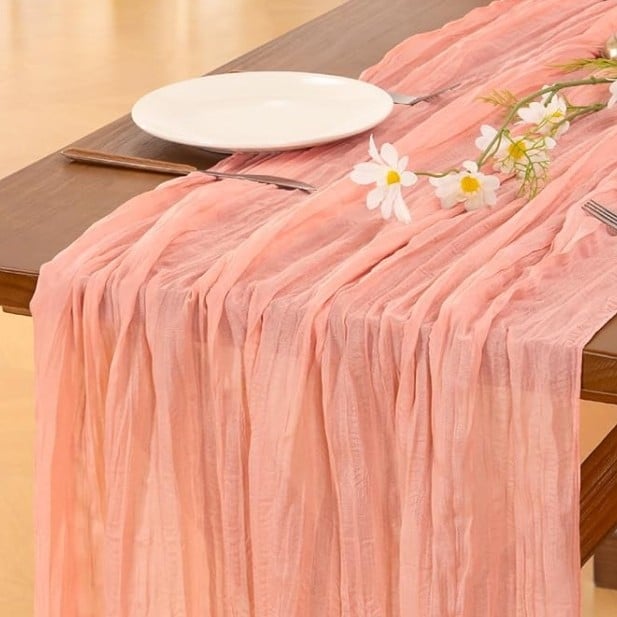 Stolni runner s teksturom cheesecloth, 70% poliester, skandinavski stil, za dnevni boravak ili restoran