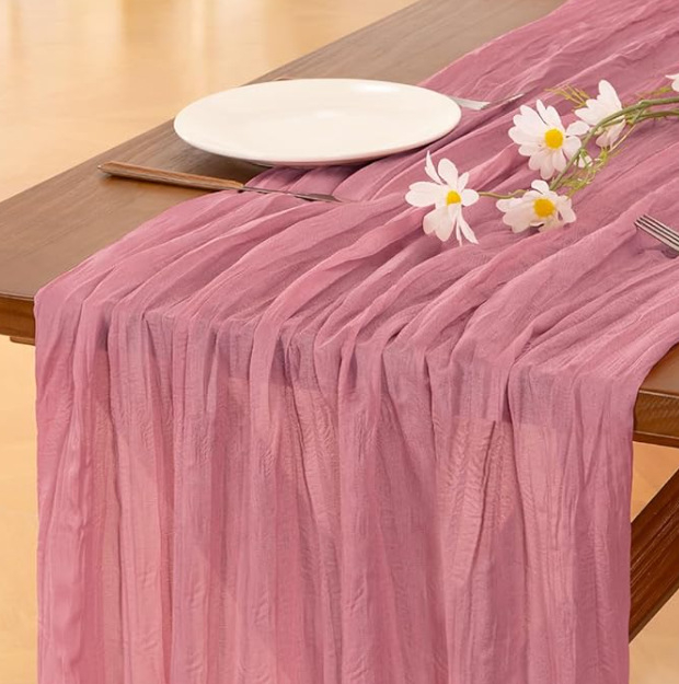 Stolni runner s teksturom cheesecloth, 70% poliester, skandinavski stil, za dnevni boravak ili restoran