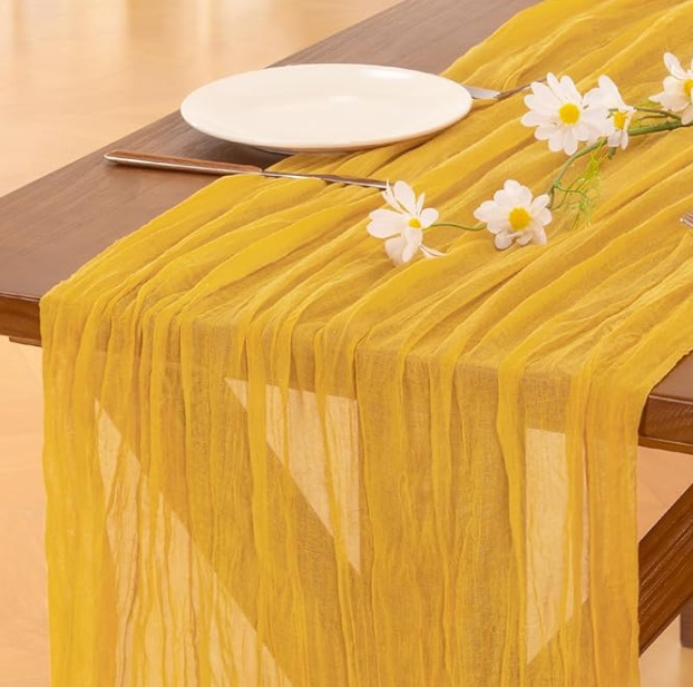 Stolni runner s teksturom cheesecloth, 70% poliester, skandinavski stil, za dnevni boravak ili restoran