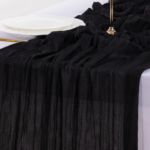 Stolni runner s teksturom cheesecloth, 70% poliester, skandinavski stil, za dnevni boravak ili restoran