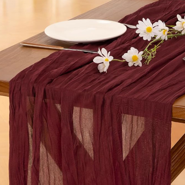 Stolni runner s teksturom cheesecloth, 70% poliester, skandinavski stil, za dnevni boravak ili restoran