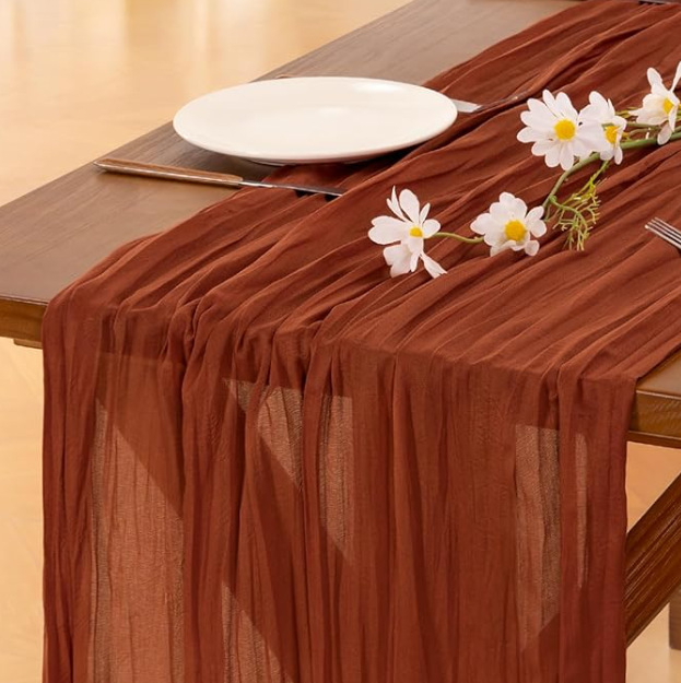 Stolni runner s teksturom cheesecloth, 70% poliester, skandinavski stil, za dnevni boravak ili restoran