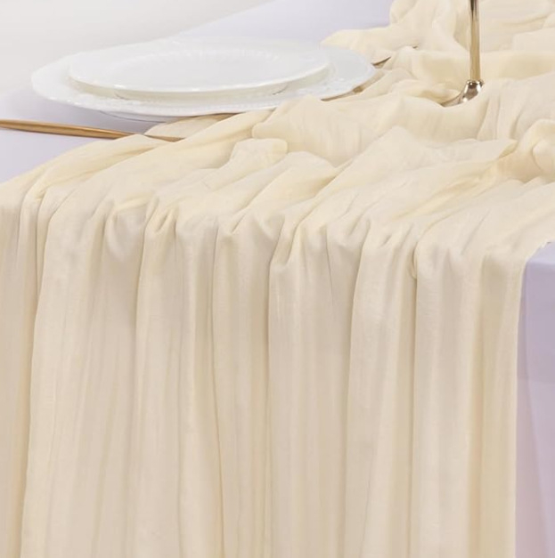 Stolni runner s teksturom cheesecloth, 70% poliester, skandinavski stil, za dnevni boravak ili restoran