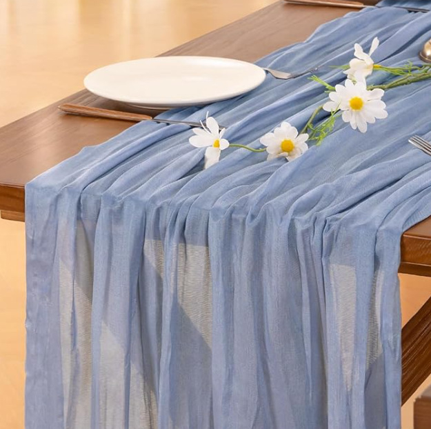 Stolni runner s teksturom cheesecloth, 70% poliester, skandinavski stil, za dnevni boravak ili restoran