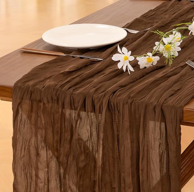 Stolni runner s teksturom cheesecloth, 70% poliester, skandinavski stil, za dnevni boravak ili restoran