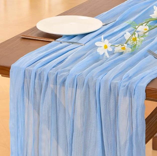 Stolni runner s teksturom cheesecloth, 70% poliester, skandinavski stil, za dnevni boravak ili restoran