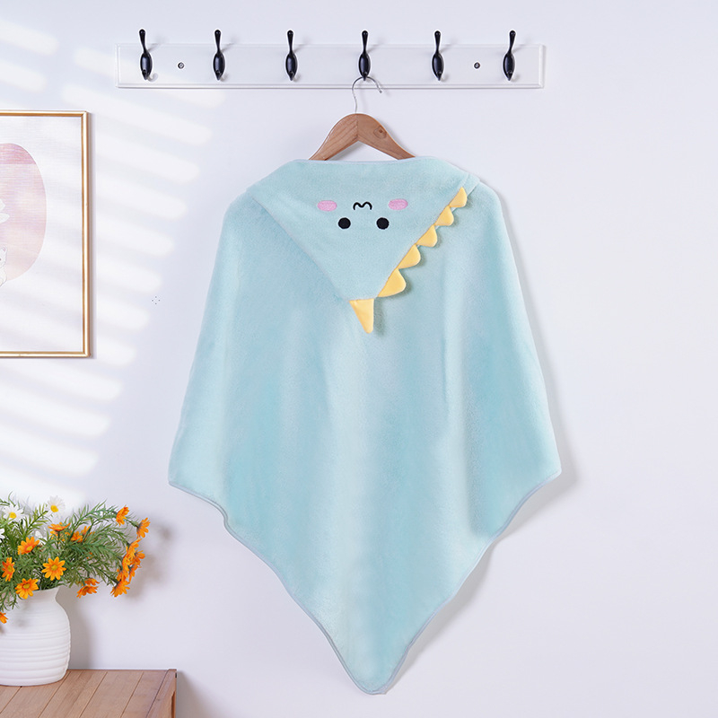 Dječja krpa za kupanje s kapuljačom i izvezenim karikaturama, coral fleece, 170–200 g, 150D pređa, prilagodljiva, postupak proizvodnje: vez, obrub, obična tkanina