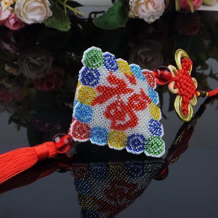 Kit za križićno šivanje s perlicama na platnu 14CT, plastična ploča, uzorak svečano, brend Green phoenix