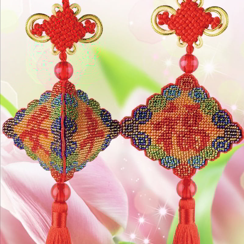 Kit za križićno šivanje s perlicama na platnu 14CT, plastična ploča, uzorak svečano, brend Green phoenix