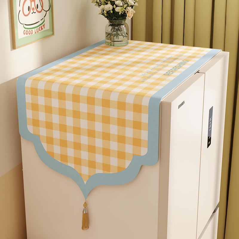 Külmiku ülaosa tolmukate, kanepimaterjalist, kreem stiil, universaalne ühe- ja kahekordsete uste jaoks, köök (Materjal: kanepimaterjal; Stiil: kreem; Ruum: köök)