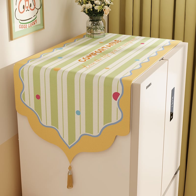 Külmiku ülaosa tolmukate, kanepimaterjalist, kreem stiil, universaalne ühe- ja kahekordsete uste jaoks, köök (Materjal: kanepimaterjal; Stiil: kreem; Ruum: köök)