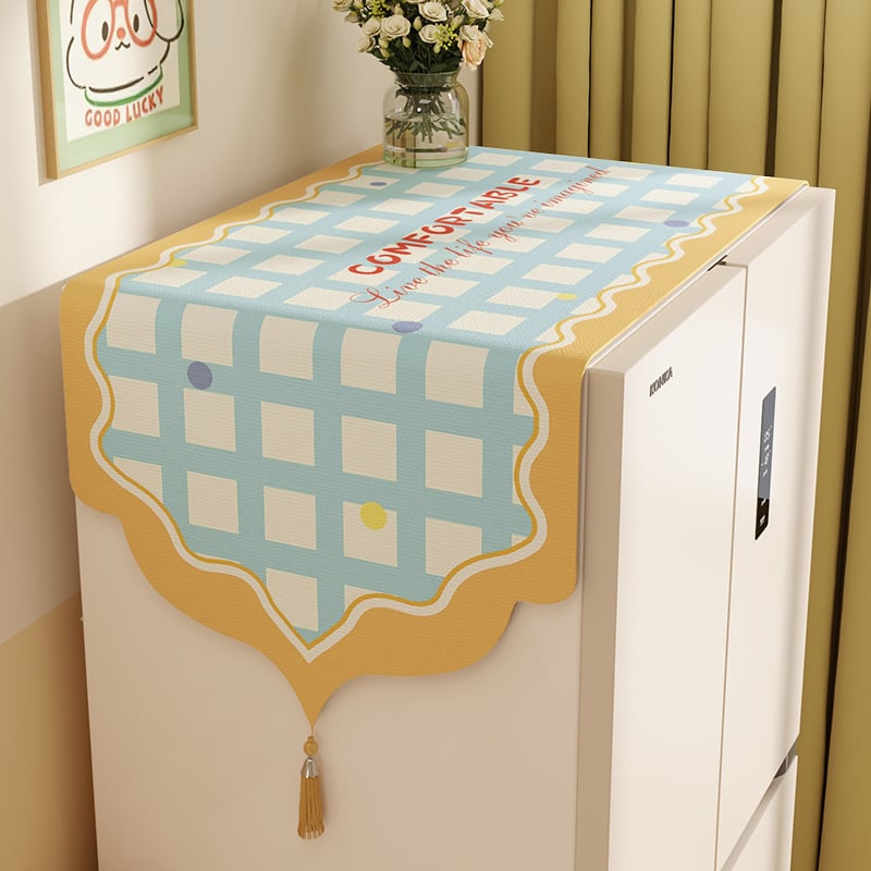 Külmiku ülaosa tolmukate, kanepimaterjalist, kreem stiil, universaalne ühe- ja kahekordsete uste jaoks, köök (Materjal: kanepimaterjal; Stiil: kreem; Ruum: köök)