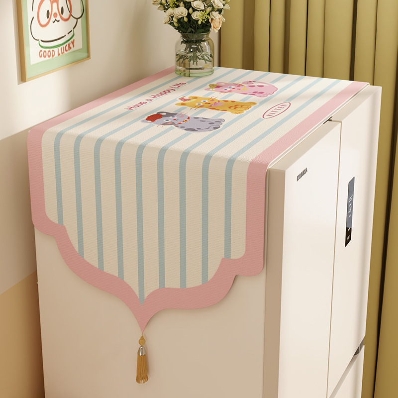 Külmiku ülaosa tolmukate, kanepimaterjalist, kreem stiil, universaalne ühe- ja kahekordsete uste jaoks, köök (Materjal: kanepimaterjal; Stiil: kreem; Ruum: köök)