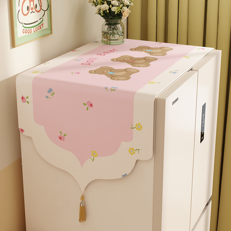 Külmiku ülaosa tolmukate, kanepimaterjalist, kreem stiil, universaalne ühe- ja kahekordsete uste jaoks, köök (Materjal: kanepimaterjal; Stiil: kreem; Ruum: köök)