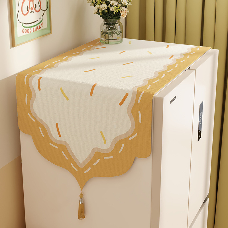 Külmiku ülaosa tolmukate, kanepimaterjalist, kreem stiil, universaalne ühe- ja kahekordsete uste jaoks, köök (Materjal: kanepimaterjal; Stiil: kreem; Ruum: köök)