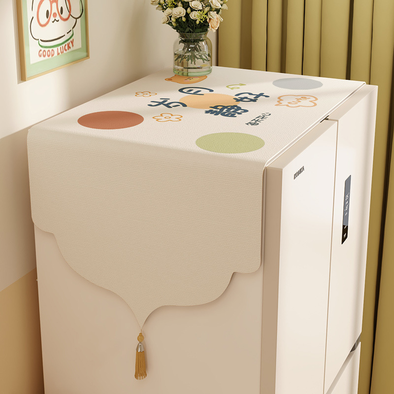 Külmiku ülaosa tolmukate, kanepimaterjalist, kreem stiil, universaalne ühe- ja kahekordsete uste jaoks, köök (Materjal: kanepimaterjal; Stiil: kreem; Ruum: köök)