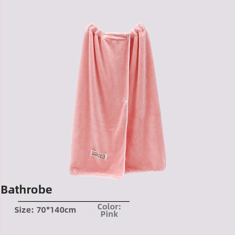 Suaugusiųjų moterų koralinis fliso chalatas, sagties užsegimas, dėvimas kaip rankšluostis, greitai džiūstanti plaukų kepurė