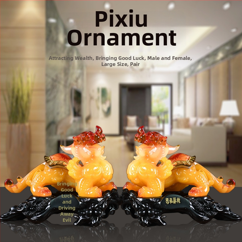 Pixiu ukrasna figurica od sintetičke smole, kineskog stila, životinjska dekoracija za dom, prikladan poklon za vjenčanje, novi dom i rođendan