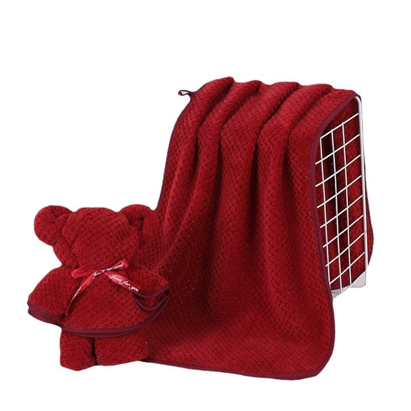 Koralinis flisinis kvadratinis rankšluostis vestuvėms – sugeriantis, 70 g, logotipo spauda, siūtas kraštas