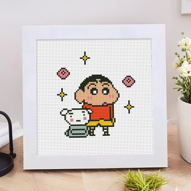 Dječji kit za križni šav s likovima Shin-Chan, Strawberry Bear i Pikachu – DIY za početnike