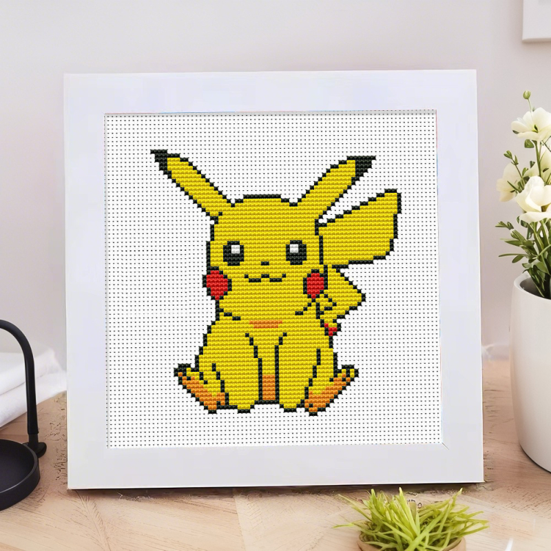 Dječji kit za križni šav s likovima Shin-Chan, Strawberry Bear i Pikachu – DIY za početnike