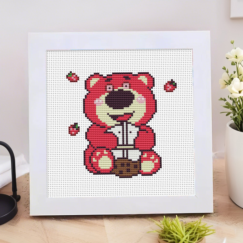 Dječji kit za križni šav s likovima Shin-Chan, Strawberry Bear i Pikachu – DIY za početnike