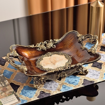 Europos stiliaus dervos vaisių lėkštė dekoratyvinis rinkinys su servetėlių dėžute, galimybė pritaikyti