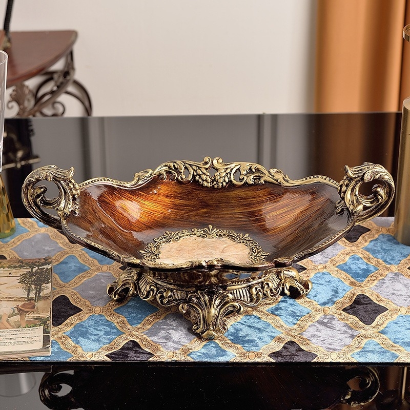 Europos stiliaus dervos vaisių lėkštė dekoratyvinis rinkinys su servetėlių dėžute, galimybė pritaikyti