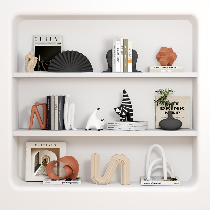 Kerámia absztrakt geometriai figura szobor – egyszerű, modern stílusban, Craftsman Thirteen márkával (Készítő kód 553186337)