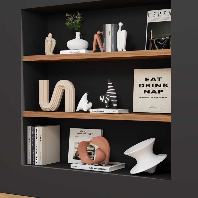 Kerámia absztrakt geometriai figura szobor – egyszerű, modern stílusban, Craftsman Thirteen márkával (Készítő kód 553186337)