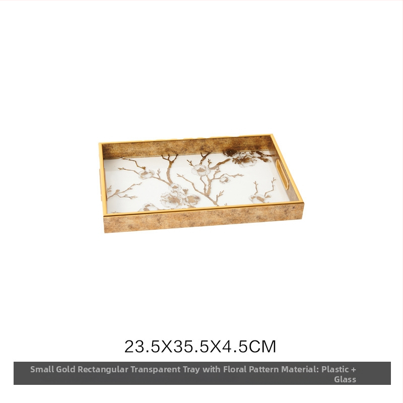 Stiklinė dekoratyvinė padėklas, šiuolaikiškas minimalistinis stilius, standartinis įpakavimas, tinkamas svetainei – kavos staliukui, laikymo padėklas