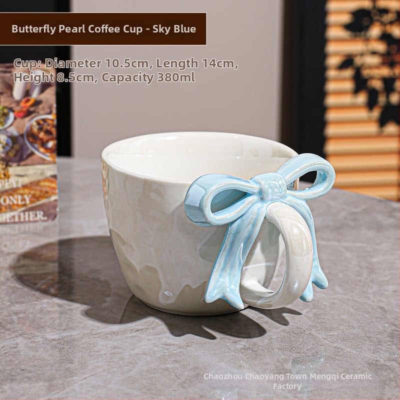 Kohvitassi ja alus taldrikut komplekt lipsu sõlmega, keraamiline disain, Põhjamaine stiil, 700 g, pakkimine paberkastiga, kohandatav