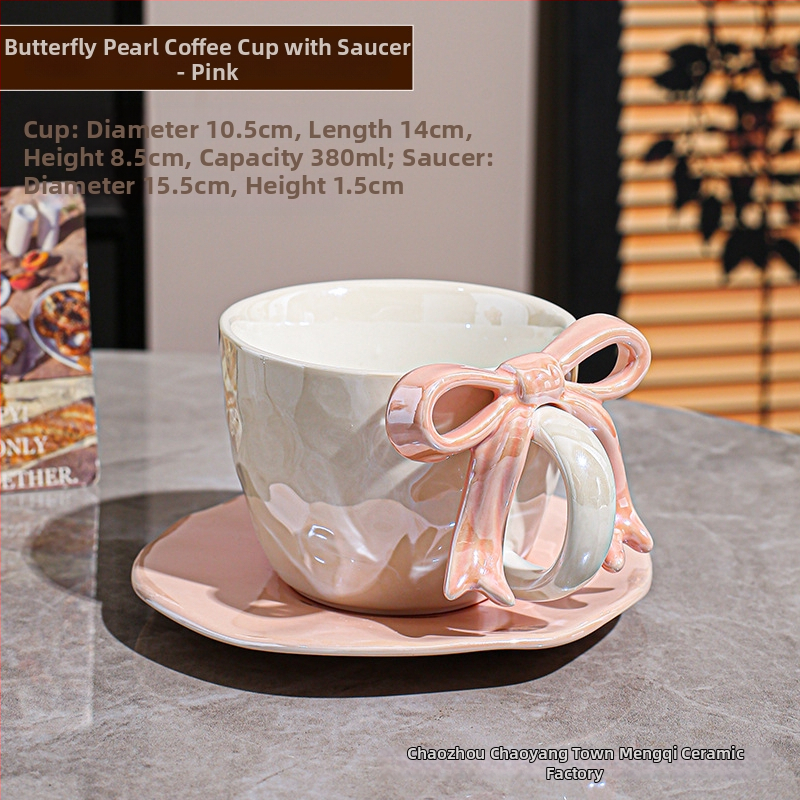 Kohvitassi ja alus taldrikut komplekt lipsu sõlmega, keraamiline disain, Põhjamaine stiil, 700 g, pakkimine paberkastiga, kohandatav