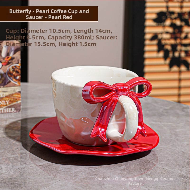 Kohvitassi ja alus taldrikut komplekt lipsu sõlmega, keraamiline disain, Põhjamaine stiil, 700 g, pakkimine paberkastiga, kohandatav