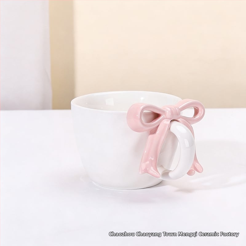 Kohvitassi ja alus taldrikut komplekt lipsu sõlmega, keraamiline disain, Põhjamaine stiil, 700 g, pakkimine paberkastiga, kohandatav