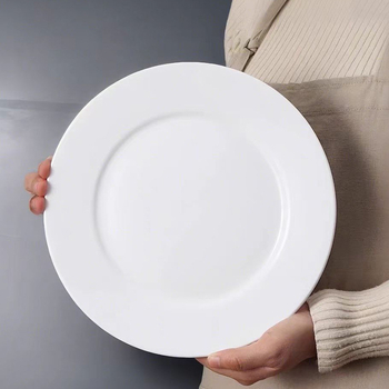 Okrugla ploča od kostnog porcelana, premaz preko glazure, ispis logotipa, mogućnost prilagodbe