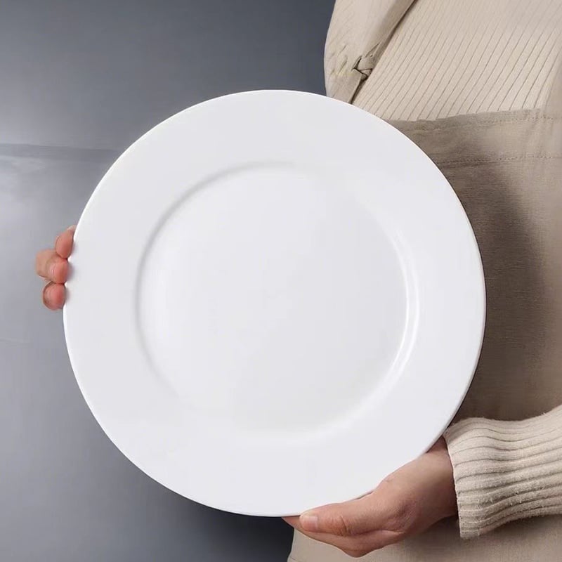 Okrugla ploča od kostnog porcelana, premaz preko glazure, ispis logotipa, mogućnost prilagodbe