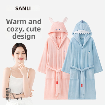 Sanli szülő-gyermek fürdőköpeny korall plüss, 90% poliészter