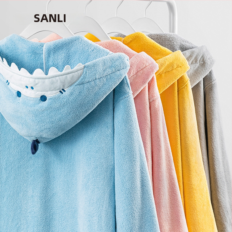 Sanli халат за родители и деца, коралов флис, 90% полиестер, унисекс