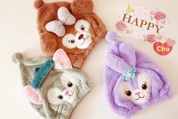 Aranyos rajzfilm témájú hajszárító sapka, rendkívül nedvszívó és gyorsan száradó; korall plüss zuhanysapka felnőtteknek és gyerekeknek; Anyag: blended; Fő összetevő: puha plüss; Kategória: hajsapka