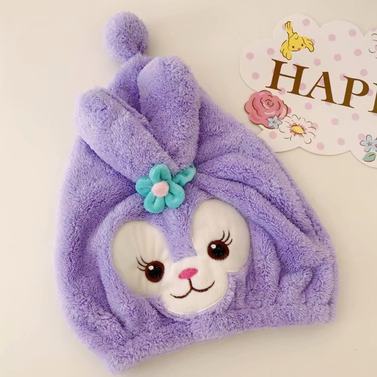 Aranyos rajzfilm témájú hajszárító sapka, rendkívül nedvszívó és gyorsan száradó; korall plüss zuhanysapka felnőtteknek és gyerekeknek; Anyag: blended; Fő összetevő: puha plüss; Kategória: hajsapka