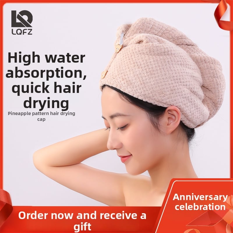 Női hajszárító sapka, ananász mintával, kettős rétegű, mikroszálas 150D, hímzett és felvarrt szegéllyel
