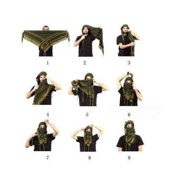 CS taktiskais arābu kvadrātšāls ārpustrādēm – sporta galvas pārklājums, 100% kokvilna, vienkāršs raksts, pieaugušie, universāls