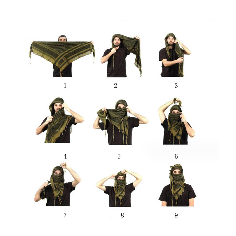 CS taktiskais arābu kvadrātšāls ārpustrādēm – sporta galvas pārklājums, 100% kokvilna, vienkāršs raksts, pieaugušie, universāls