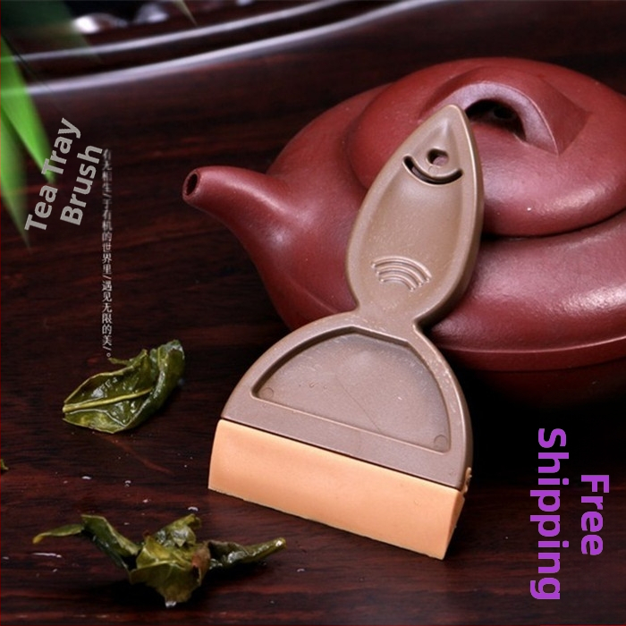 Šepetėlis arbatos padėkliui su guminiu krašteliu ir plastikinis šepetėlis – arbatos staliukui ir arbatos likučiams šalinti